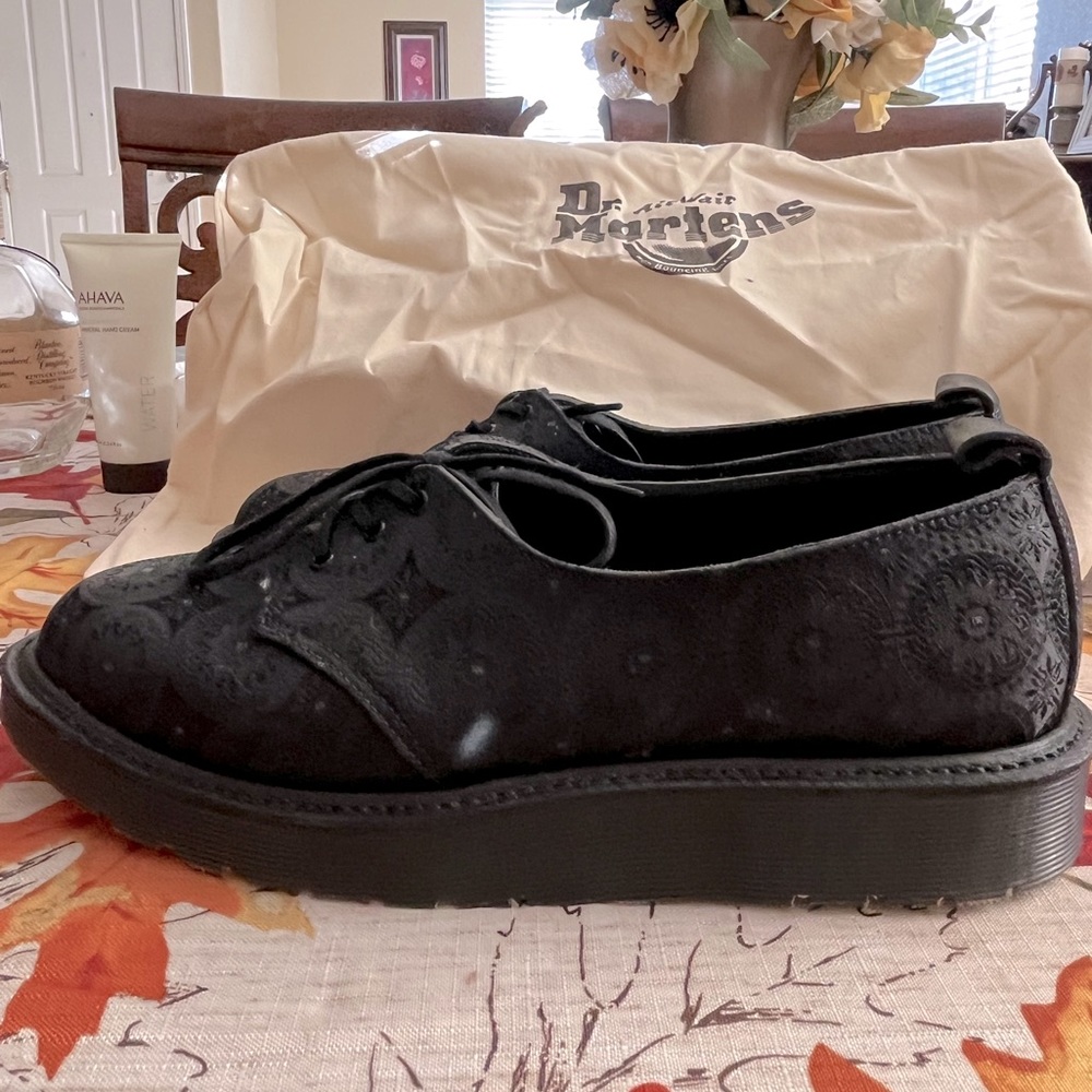 RARE Dr. Martens Black Silk Langi Oxfords